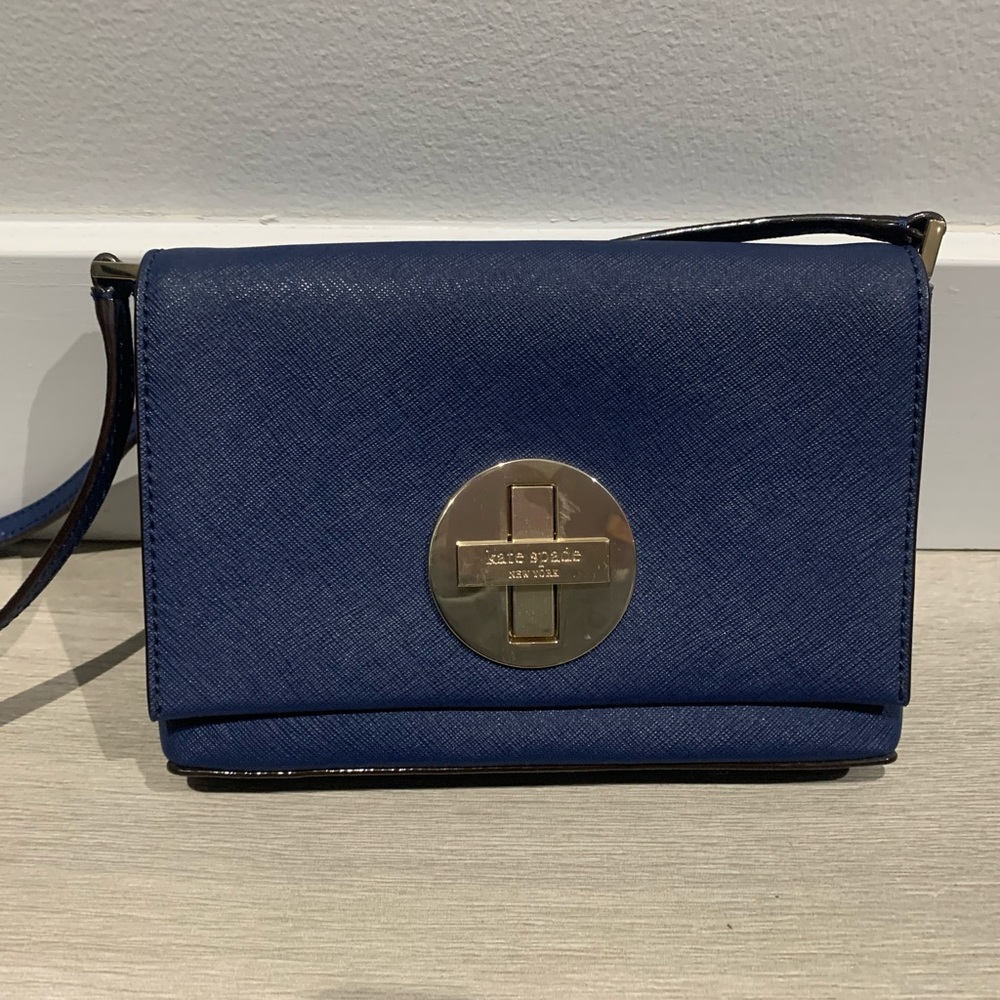 Kate Spade Saffiano Leather Navy Blue Crossbody bag